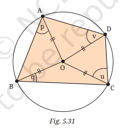 Fig. 5.31: Cyclic quadrilateral opposite angles proof
